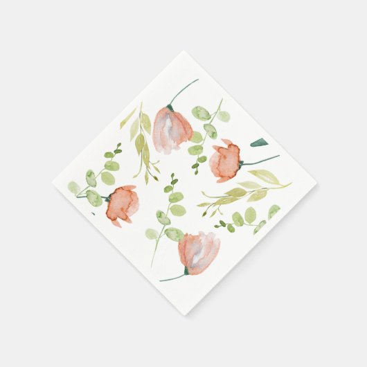 Waterverf Floral Coral Green Vrijgezellenfeest Servet (Hoek)