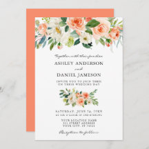 Waterverf Floral Coral Greenery Wedding