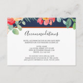 Waterverf Floral Coral Navy Wedding Accommodatie Informatiekaartje (Voorkant)