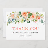 Waterverf Floral Coral Vrijgezellenfeest Bedankkaart (Voorkant)