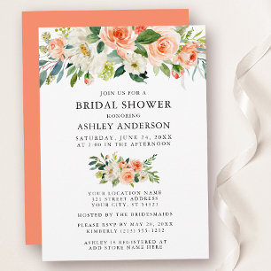 Waterverf Floral Coral Vrijgezellenfeest Elegant Kaart