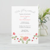 Waterverf Floral Coral Wedding Invitation Kaart (Staand voorkant)