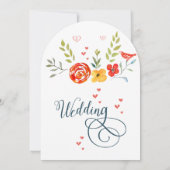 Waterverf Floral Coral Yellow Green Blue Wedding Kaart (Achterkant)