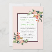 Waterverf Floral Corner Wedding Kaart (Voorkant)