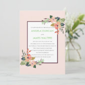 Waterverf Floral Corner Wedding Kaart (Staand voorkant)