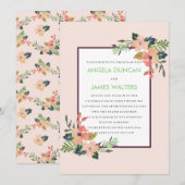 Waterverf Floral Corner Wedding Kaart (Voorkant / Achterkant)