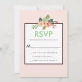 Waterverf Floral Corner Wedding RSVP Kaart (Voorkant)