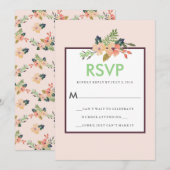 Waterverf Floral Corner Wedding RSVP Kaart (Voorkant / Achterkant)
