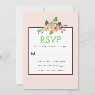 Waterverf Floral Corner Wedding RSVP Kaart