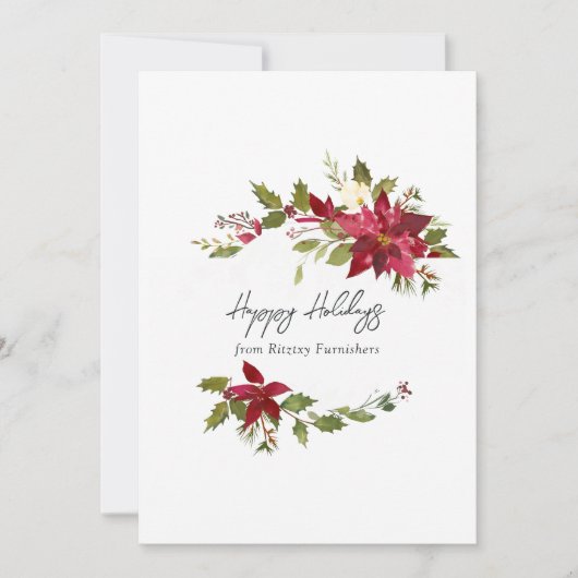 Waterverf Floral Corporate Kerstmis Feestdagenkaart (Voorkant)