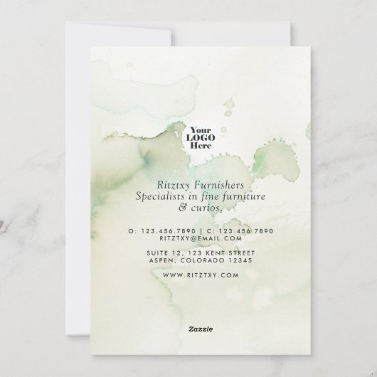 Waterverf Floral Corporate Kerstmis Feestdagenkaart (Achterkant)