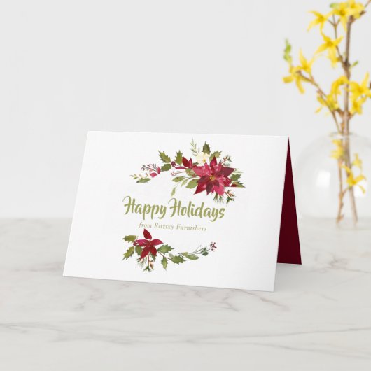 Waterverf Floral Corporate Kerstvakantie Kaart (Gele Bloem)