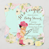 Waterverf Floral Cowgirl Baby shower Kaart (Voorkant / Achterkant)