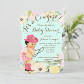 Waterverf Floral Cowgirl Baby shower Kaart (Staand voorkant)