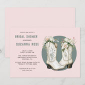 Waterverf Floral Cowgirl Laarzen Roze Vrijgezellen Kaart (Voorkant / Achterkant)