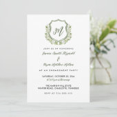 Waterverf Floral Crest Engagement Party Kaart (Staand voorkant)