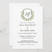 Waterverf Floral Crest Engagement Party Kaart (Voorkant / Achterkant)