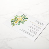 Waterverf Floral Cross Heilige Commune Real Gold Folie Uitnodiging (Gedraaid)