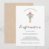 Waterverf Floral Cross Kraft Look | Confirmation!R Kaart (Voorkant / Achterkant)