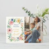 Waterverf Floral Custom Foto Verjaardag Kaart (Staand voorkant)