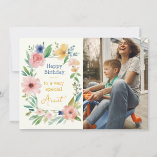 Waterverf Floral Custom Foto Verjaardag Kaart