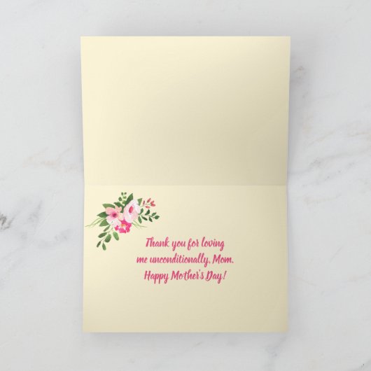 Waterverf Floral Custom Moederdag Kaart (Binnen)