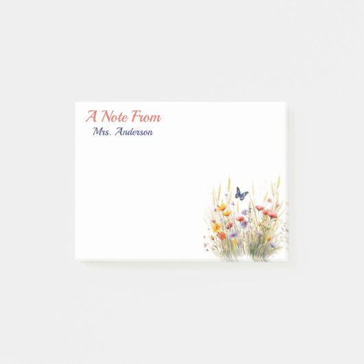 Waterverf Floral Custom Teacher Appreciation Post-it® Notes (Voorkant)