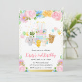 Waterverf Floral Cute Animal Friends Birthday Kaart (Staand voorkant)