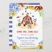 Waterverf Floral Cute Circus Animals Kaart (Voorkant / Achterkant)