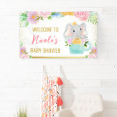 Waterverf Floral Cute Elephant Baby shower Spandoek (Insitu)