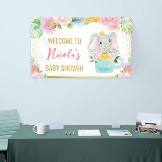 Waterverf Floral Cute Elephant Baby shower Spandoek (Beurs)