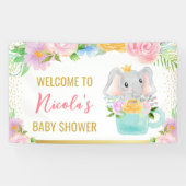 Waterverf Floral Cute Elephant Baby shower Spandoek (Horizontaal)