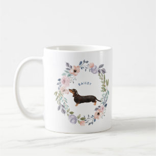 Waterverf Floral   Dachshund Dog Koffiemok