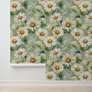 Waterverf Floral Daisy Garden Behang
