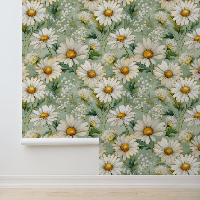 Waterverf Floral Daisy Garden Behang (Applicatie)
