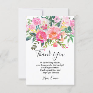 waterverf floral, dank u wel! bedankkaart