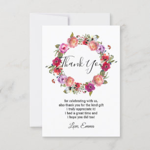 waterverf floral, dank u wel! bedankkaart