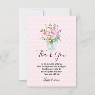 waterverf floral, dank u wel! bedankkaart