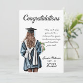 Waterverf Floral Dark Skin Meisje Gefeliciteerd (Staand voorkant)