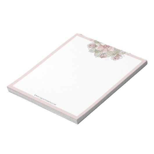 Waterverf Floral, Deegras, Roos grens, Notitieblok (Linkerzijde)