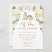 Waterverf Floral Deer Baby Shower-uitnodigingen Kaart (Voorkant)