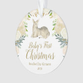 Waterverf Floral Deer Baby's eerste kerstfeest Ornament (voorkant)