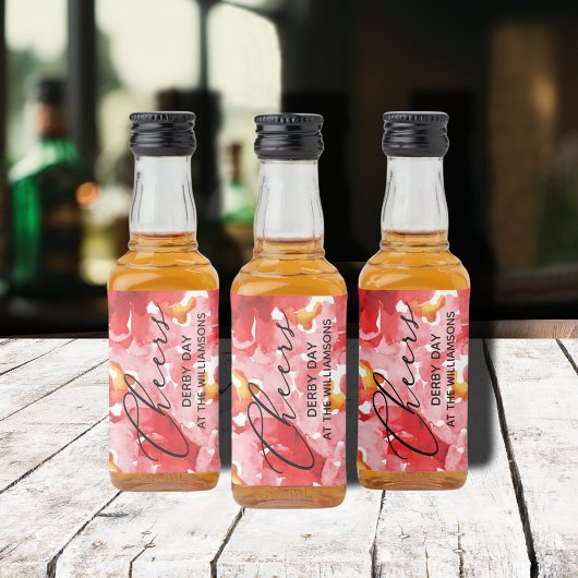 Waterverf Floral Derby Day Mini Likeurfles Etiket