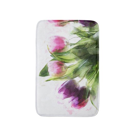 Waterverf Floral design Badmat (Voorkant Verticaal)