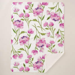 Waterverf Floral Design Sherpa Blanket Deken