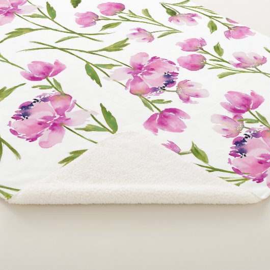  Waterverf Floral Design Sherpa Blanket Deken (3/4)