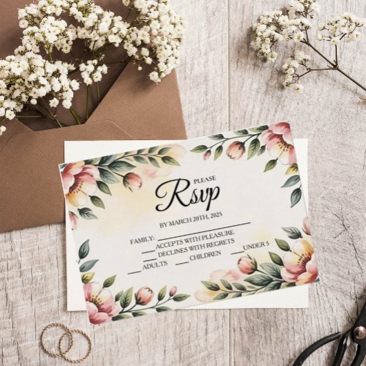 Waterverf Floral Designer RSVP-kaarten RSVP Kaartje