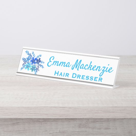 Waterverf Floral Desk Sign Name Bord Bureau Naambordje (Voorkant)