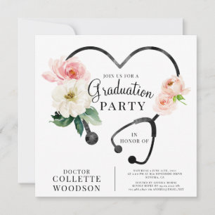 Waterverf Floral Doctor Afstuderen Uitnodiging