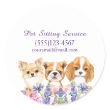 Waterverf Floral Dog Pet Sitting Grooming Service